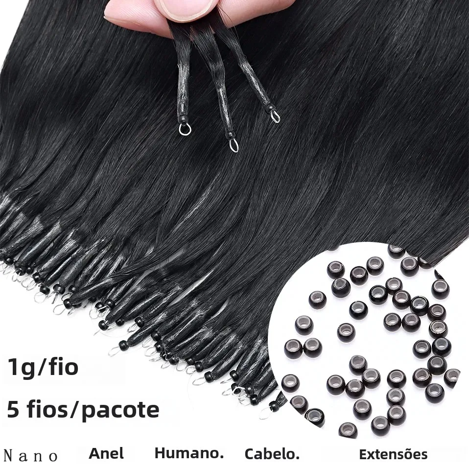 S-noilte 1g/fio nano anéis micro links extensões de cabelo humano micro grânulo pré ligado 16-24 polegada 50 pçs em linha reta loira natural