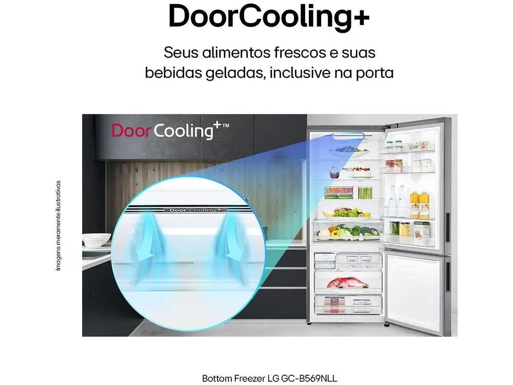 Geladeira/Refrigerador LG Frost Free Smart Inverse Prata 451L Inox Look GC-B569NLLM.APZFSBS - 220V