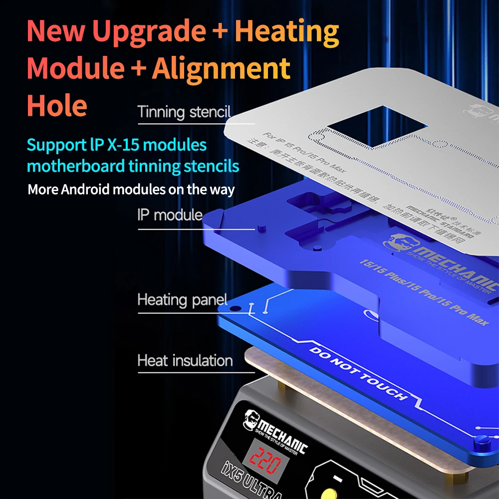 Mecânico ix5 ultra universal pré-aquecimento plataforma de camadas para placa-mãe camadas estanho plantio cola remoção ferramenta mesa aquecimento