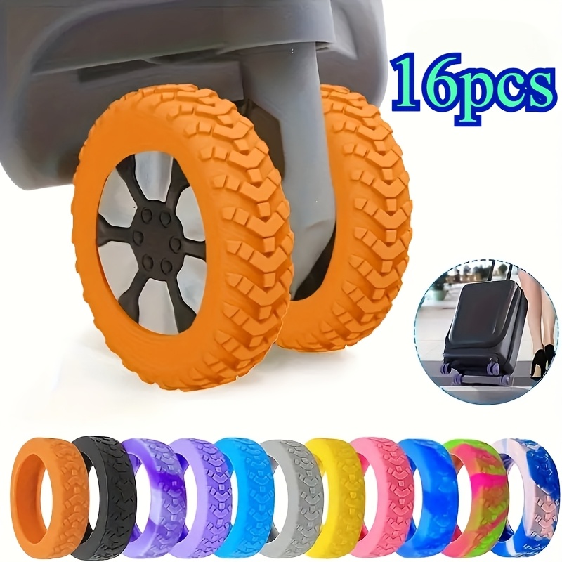 16pcs Silicone Luggage Wheel Covers, Noise Reduction & Shock Absorption Suitcase Caster Protectors, for Office Chairs