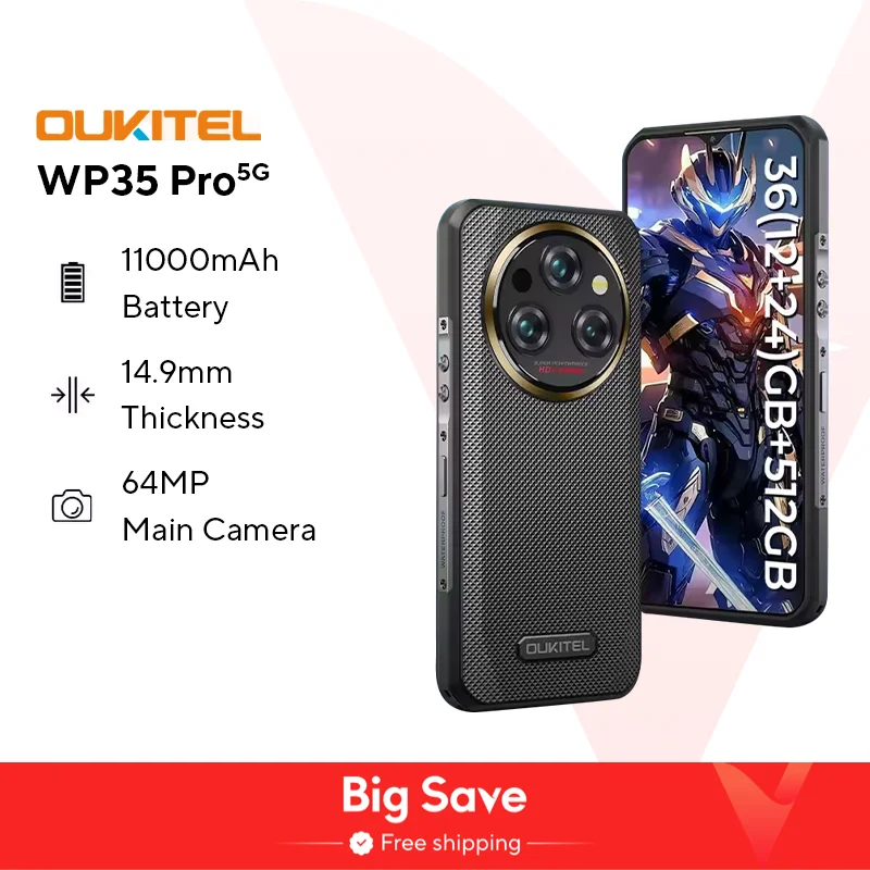 Oukitel WP35 Proสมาร์ทโฟนที่ทนทาน 5G 11000MAh 36GB + 512GB Andiron 14 64MPโทรศัพท์มือถือNFC