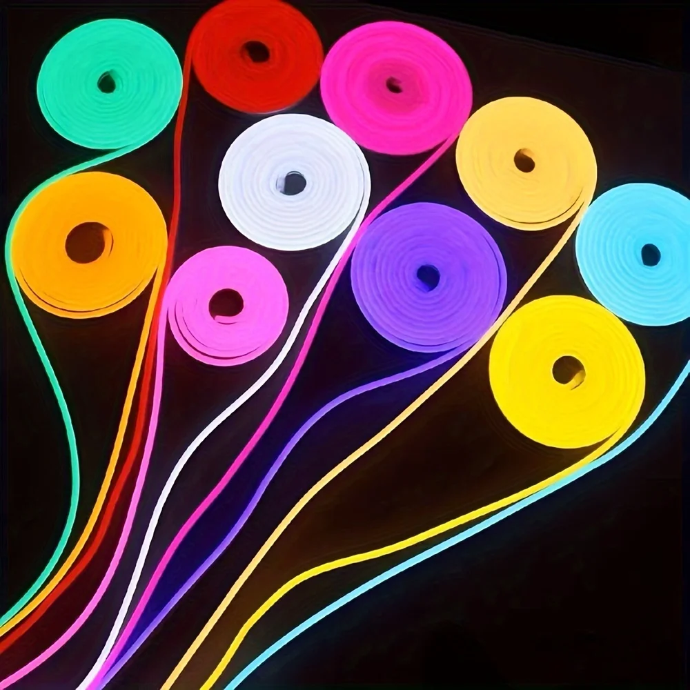 นีออน LED Strip Light Linear โคมไฟซิลิโคนชุด 5M 600 LEDs 12V กันน้ําเชือกหลอดเทปป้ายสําหรับตกแต่งสวนหน้าแรก
