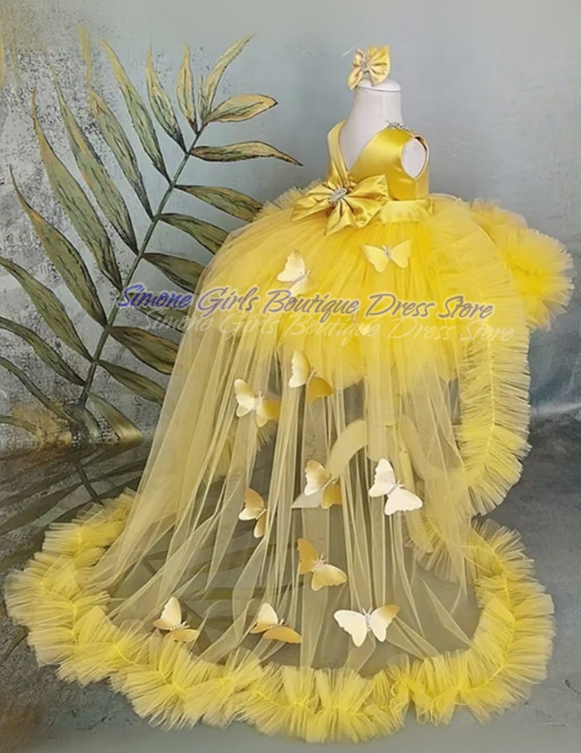 Puffy Girl Dress Pink Baby Dress with Train Flower Girl Dress Bow Cute Kid's Child Birthday Dresses Frist Communion Customized