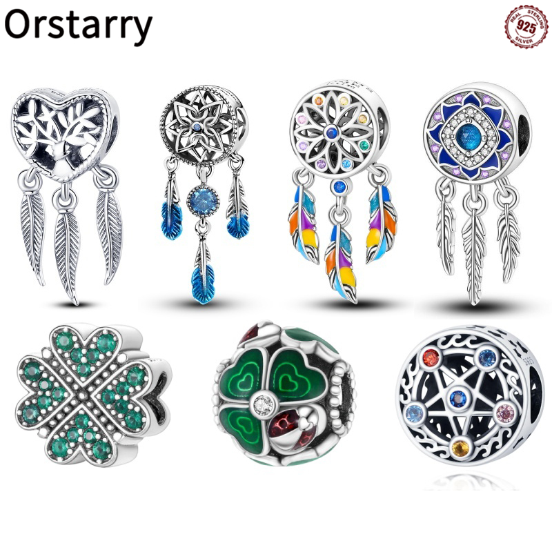 2024 925 Sterling Silber Bunte Traumfänger Charms Perlen für Pandora 925 Original Armbänder Exquisite DIY Schmuck Geschenke