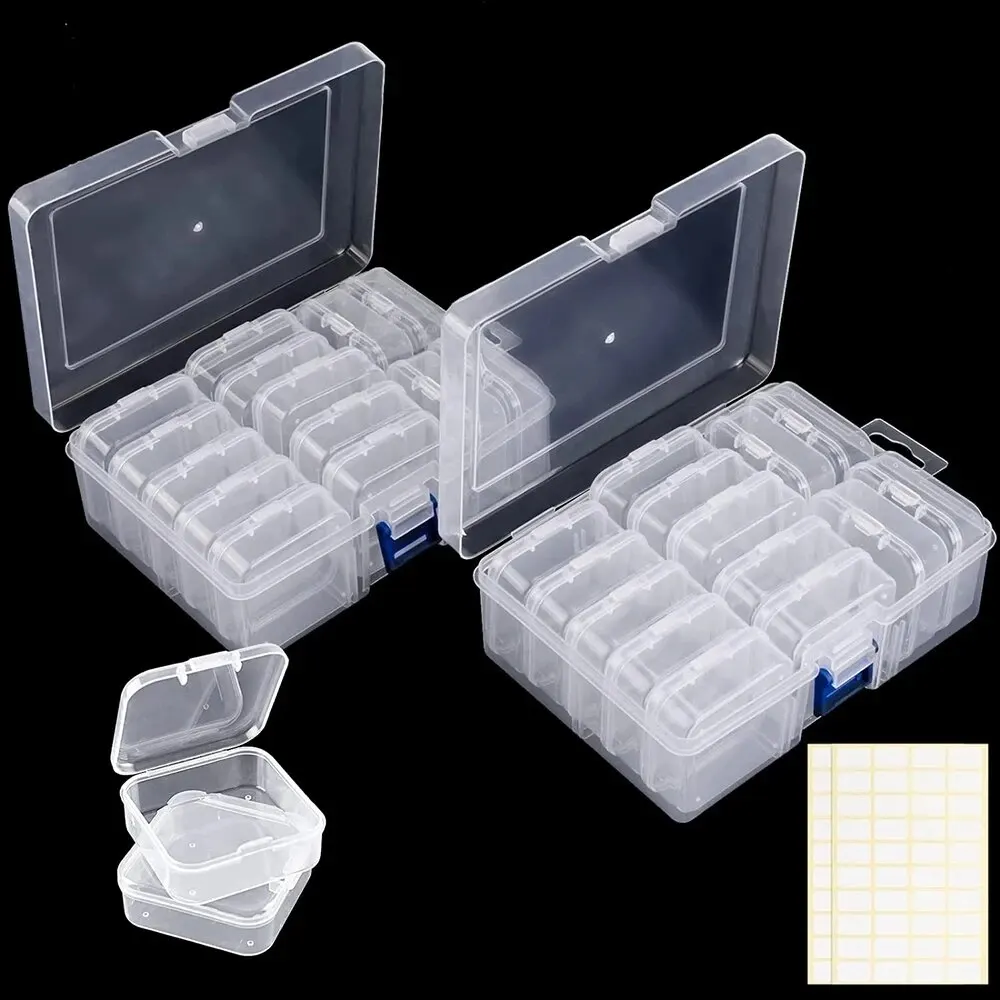 กล่องพลาสติกใสกล่องบรรจุภัณฑ์เครื่องประดับผู้หญิงแบบพกพา DIY วัสดุแฮนด์เมดกล่องเก็บเดสก์ท็อป