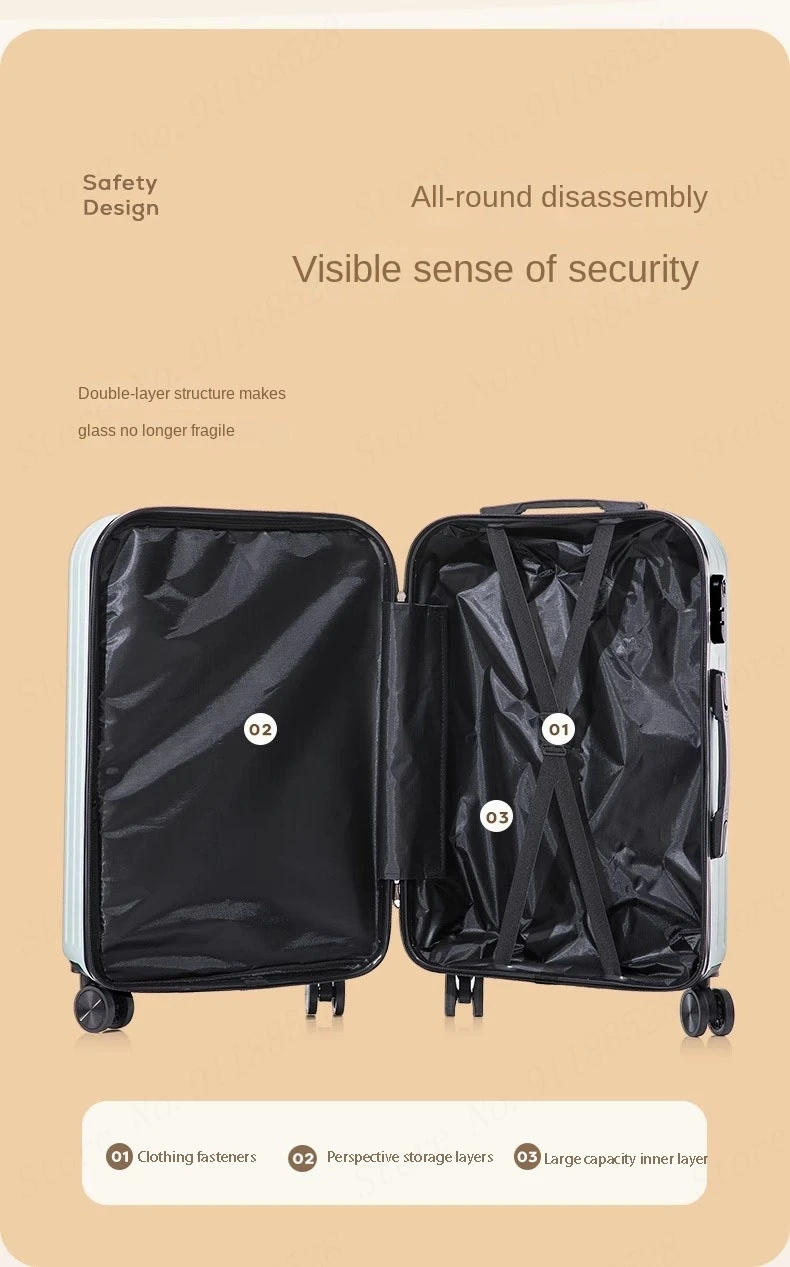 Grande Capacidade Rolling Mala Set, Leve Trolley Case com porta-copos, continuar na cabine, moda, 20"