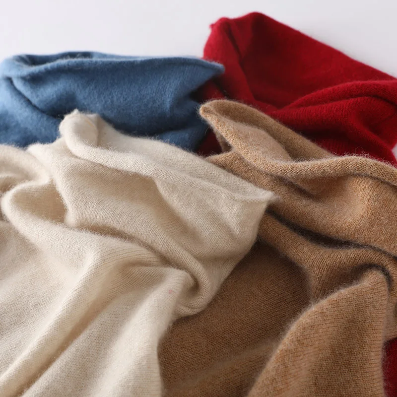 100% Merino Pure Wool Sweter Damski Jesień Zima Długi Rękaw Wysoka Szyja Pullover Ciepły Wysokiej Jakości Jednolity Kolor Podstawowy Sweter Dzianinowy