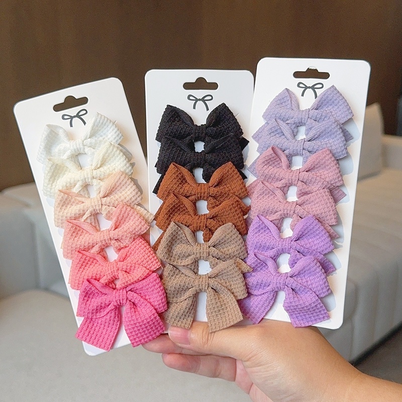 Horquilla con lazo de algodón suave para niña, horquilla de diseño dulce, bloque de Color, pasadores delicados, accesorios Kawaii para niño, 4/6/10 Uds.