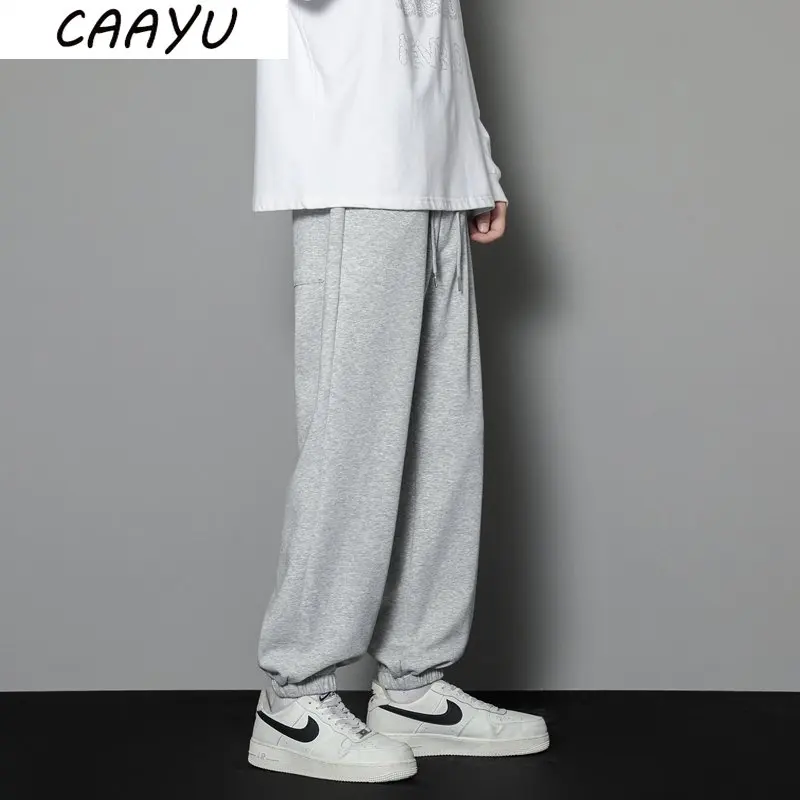 CAAYU Casual Sport Hosen Herren 2024 Herbst Lose Grau Baggy Hosen Jogger Hombre Mode Gestrickte Hosen Basketball Jogginghose Herren