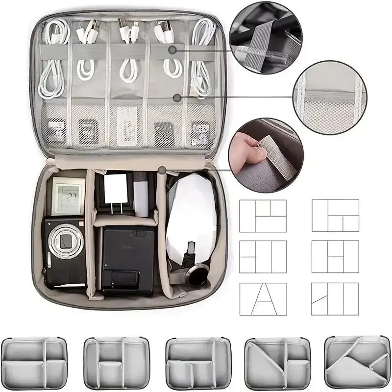 Bolsa de almacenamiento de cables, organizador electrónico Digital impermeable, cargador de línea de datos USB portátil, bolsa de almacenamiento de enchufe, organizador de cables de viaje