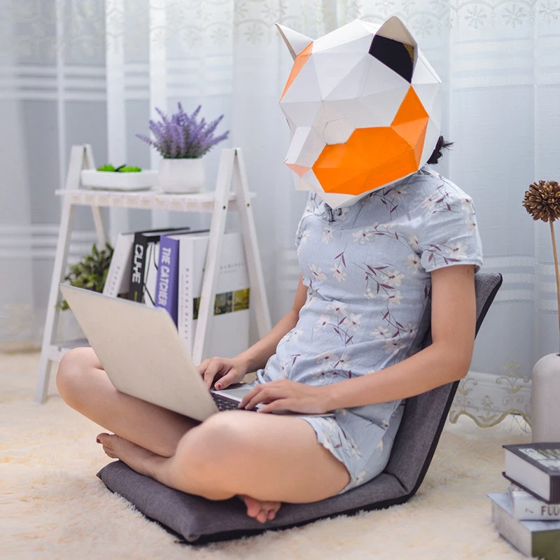Home Office Floor Chair Folding Multiangle Portable Floor Seat with Adjustable Backrest, Low Folding Chair with Sponge Filling