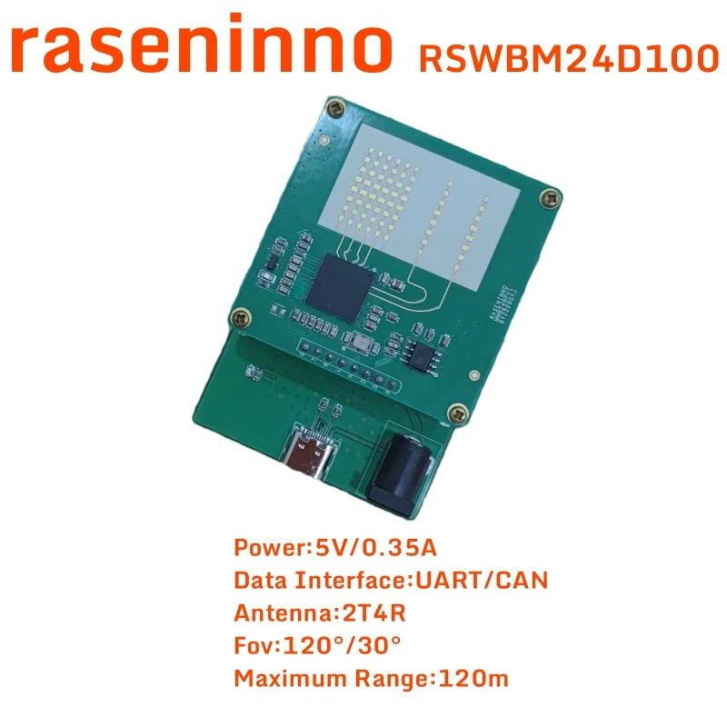 Модуль радарного датчика raseninno mmWave RSWBM24D100 IWR1642 AWR1642 W-диапазон 76 ~ 81 ГГц ADAS интеллектуальные автомобили для вождения CAN-FD
