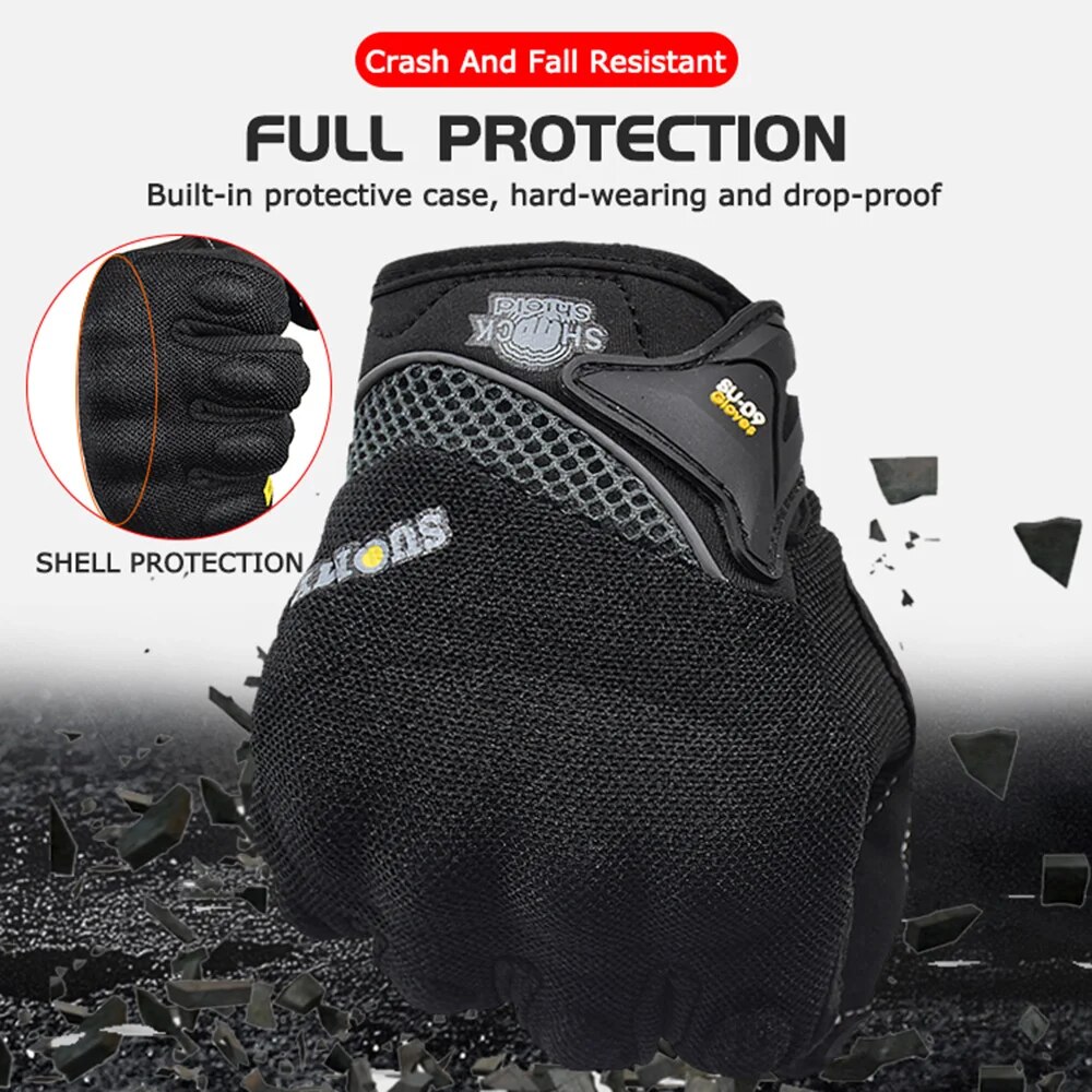 Breathable Full Finger Racing Motorcycle Gloves Quality Stylishly Decorated Antiskid Wearable Gloves Size M-XXL Black