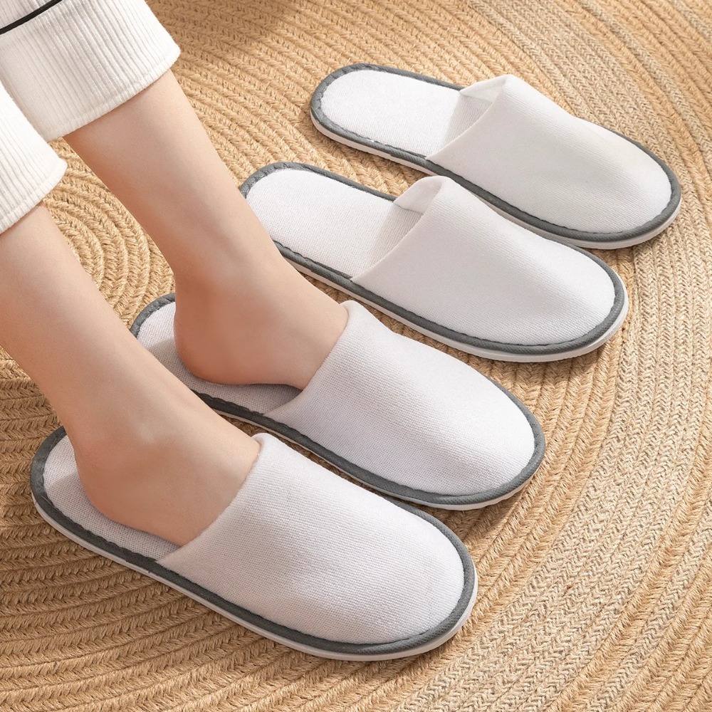 5-PACK Eenmalig gebruik Hoge kwaliteit gesloten teen antislip hotelslippers Witte wegwerp hotelbadkamerslippers