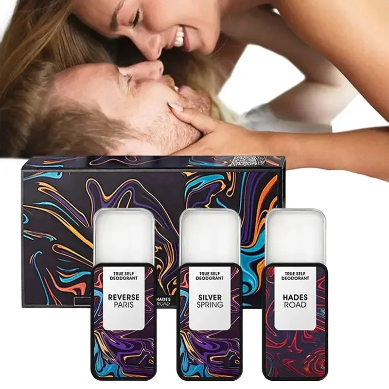 Solides Parfüm-Set, tragbares Parfüm, langlebig, Unisex, Pheromon-Feromon, solides Parfüm-Set, Köln für Männer, lockt Frauen an, 3 Stück/Set
