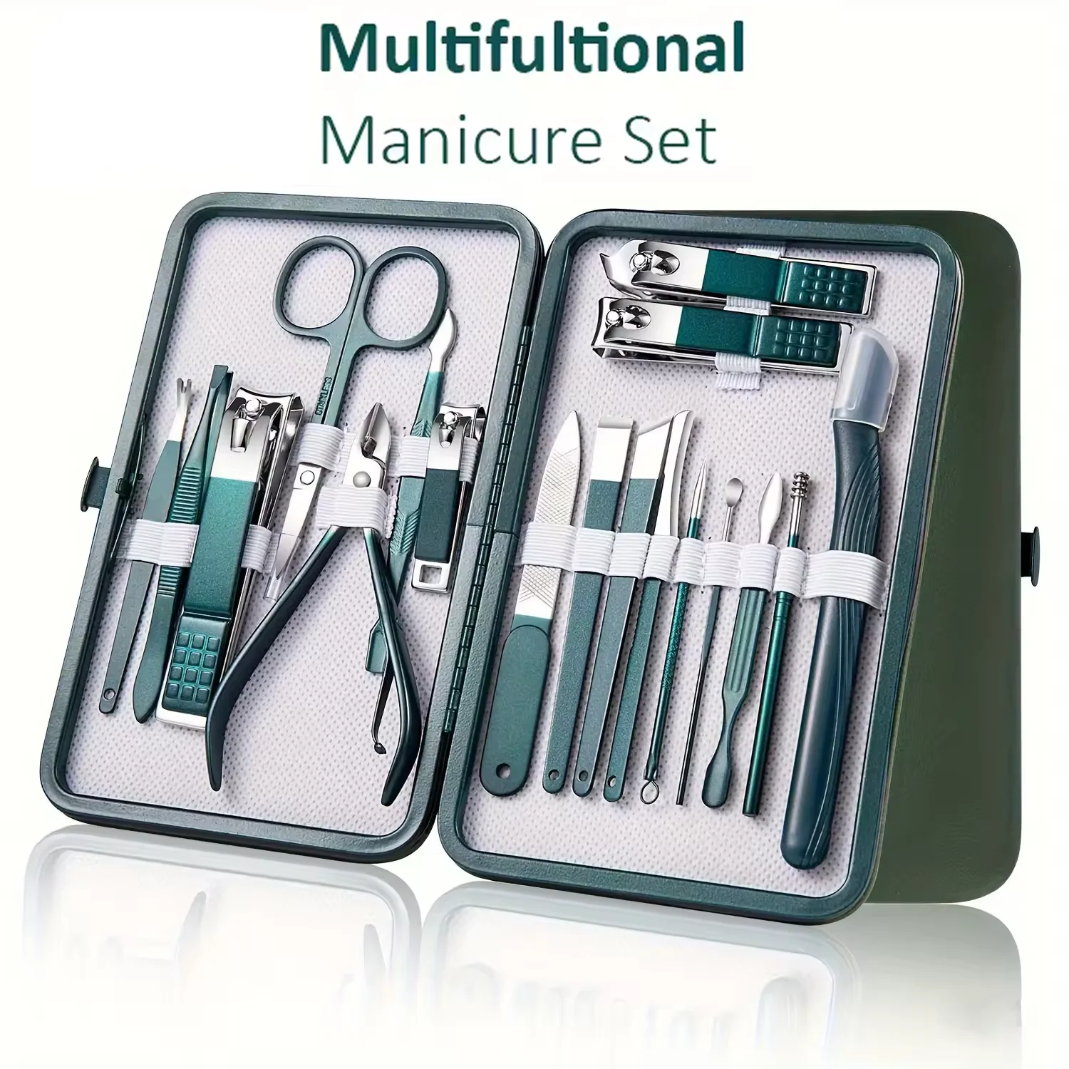 Kit profesional de cuidado de uñas de 7/10/12/18 piezas, juego de manicura y pedicura de acero inoxidable, cortaúñas con Estuche De Viaje