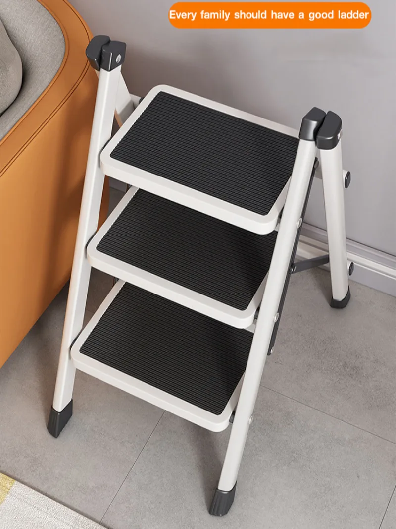 Escalera telescópica plegable para el hogar, escalera interior multifuncional gruesa, banco pequeño de acero al carbono