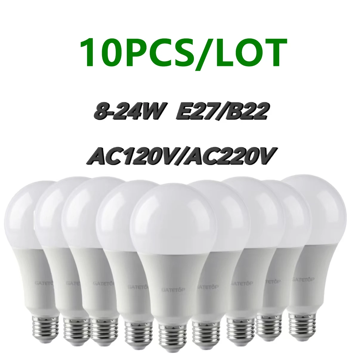 10 sztuk żarówki Led A60/A80 E27 B22 AC120V/AC220V światło prawdziwa moc 8W-24W 3000K/4000K/6000K lampy do oświetlenia domu i biura