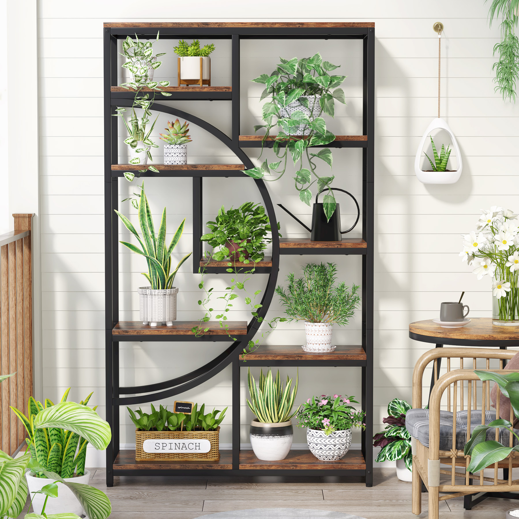 Tribesigns Bookshelf, Industrial 5 Tier Etagere Bookcase, Freestanding Tall Bookshelves Display Shelf Storage Organizer