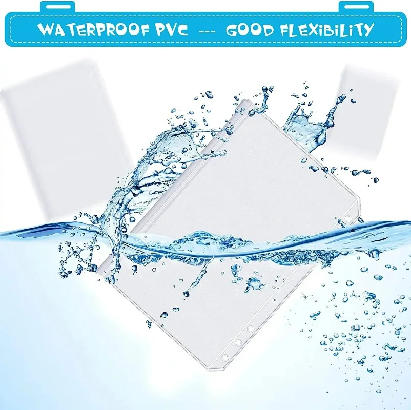 12/6/2PCS หลวม Binder A6 6 หลุมโปร่งใสซิปโฟลเดอร์หลวมกระเป๋ากันน้ํา PVC ซองกระเป๋าการจัดเก็บเอกสารกระเป๋า