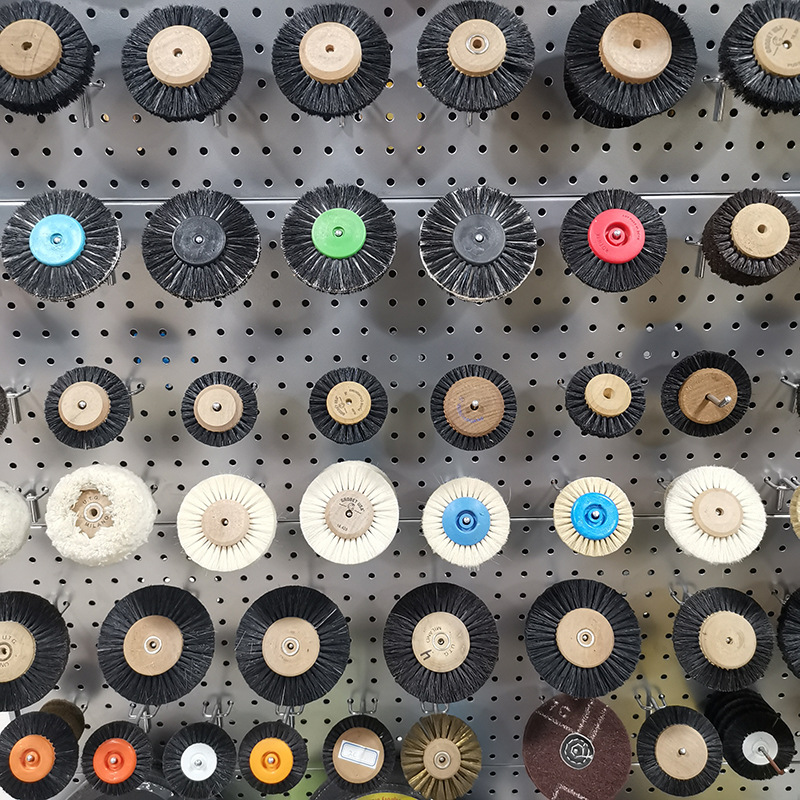 5PCS 52MM Polishing Brush Black Brown Bristle Buffing Abrasive Brush with Yellow Plastic Center Jewelry Tools