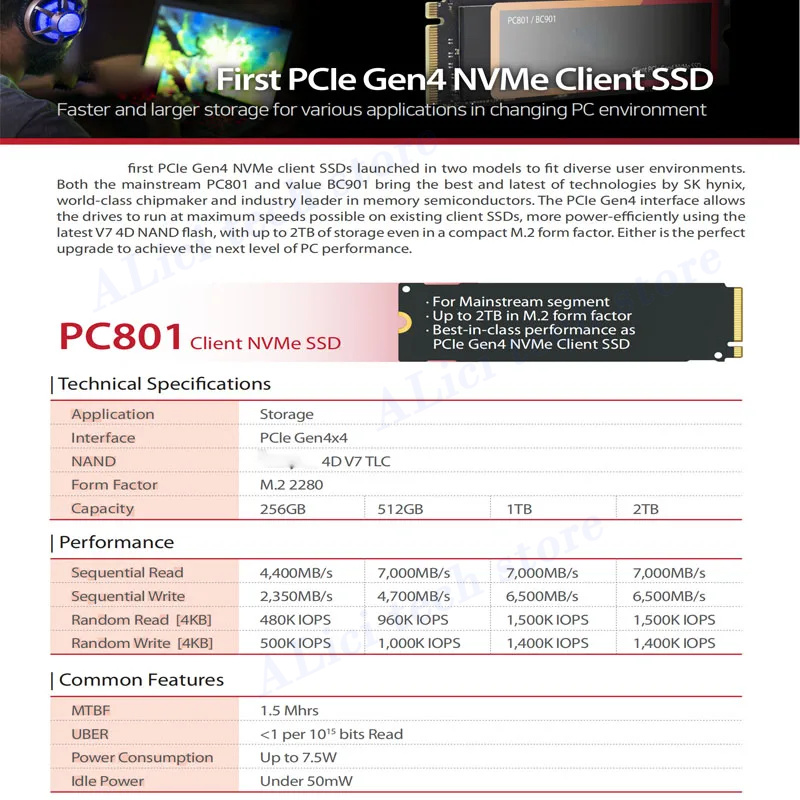 Original SSD  PC801/ BC901 512G 1T 256G 2280 PICE4.0 NVME notebook M.2 solid-state drive BC711