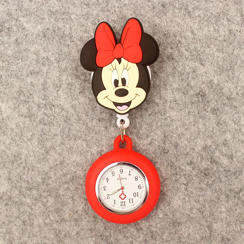 Orologio da tasca con mouse blu di grandi dimensioni stile dottore infermiera cartone animato retrattile e con clip per uomini e donne
