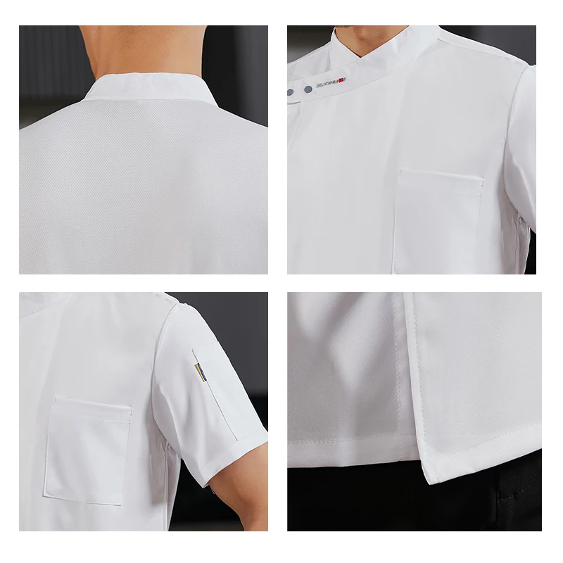 เสื้อเชฟขนมอบแจ็กเก็ตทำอาหารเสื้อ pakaian memasak บริการด้านอาหารชุดพนักงานเสริฟในครัวโรงแรมบริกรชุดยูนิฟอร์มร้านอาหาร