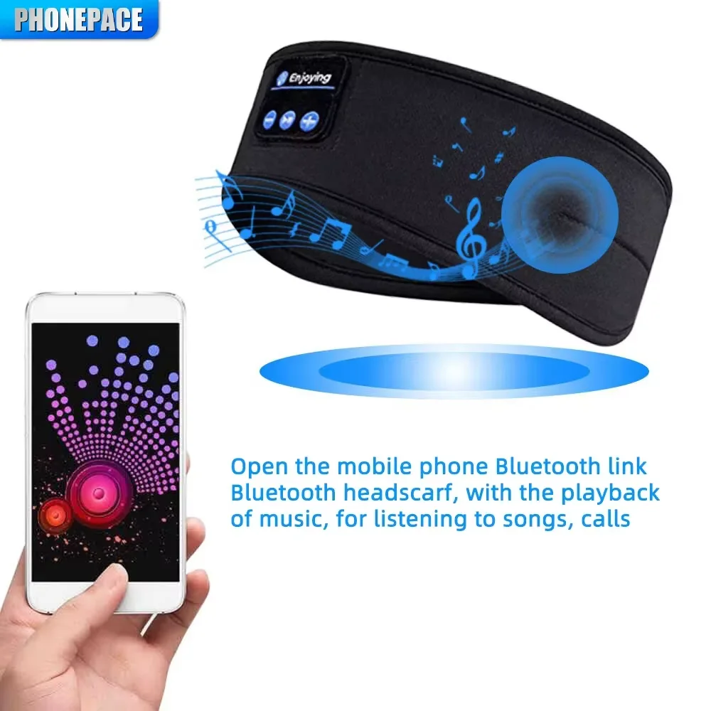 Auriculares Bluetooth, diadema deportiva para dormir, auriculares inalámbricos elásticos, máscara para ojos de música, auriculares inalámbricos con Bluetooth, diadema