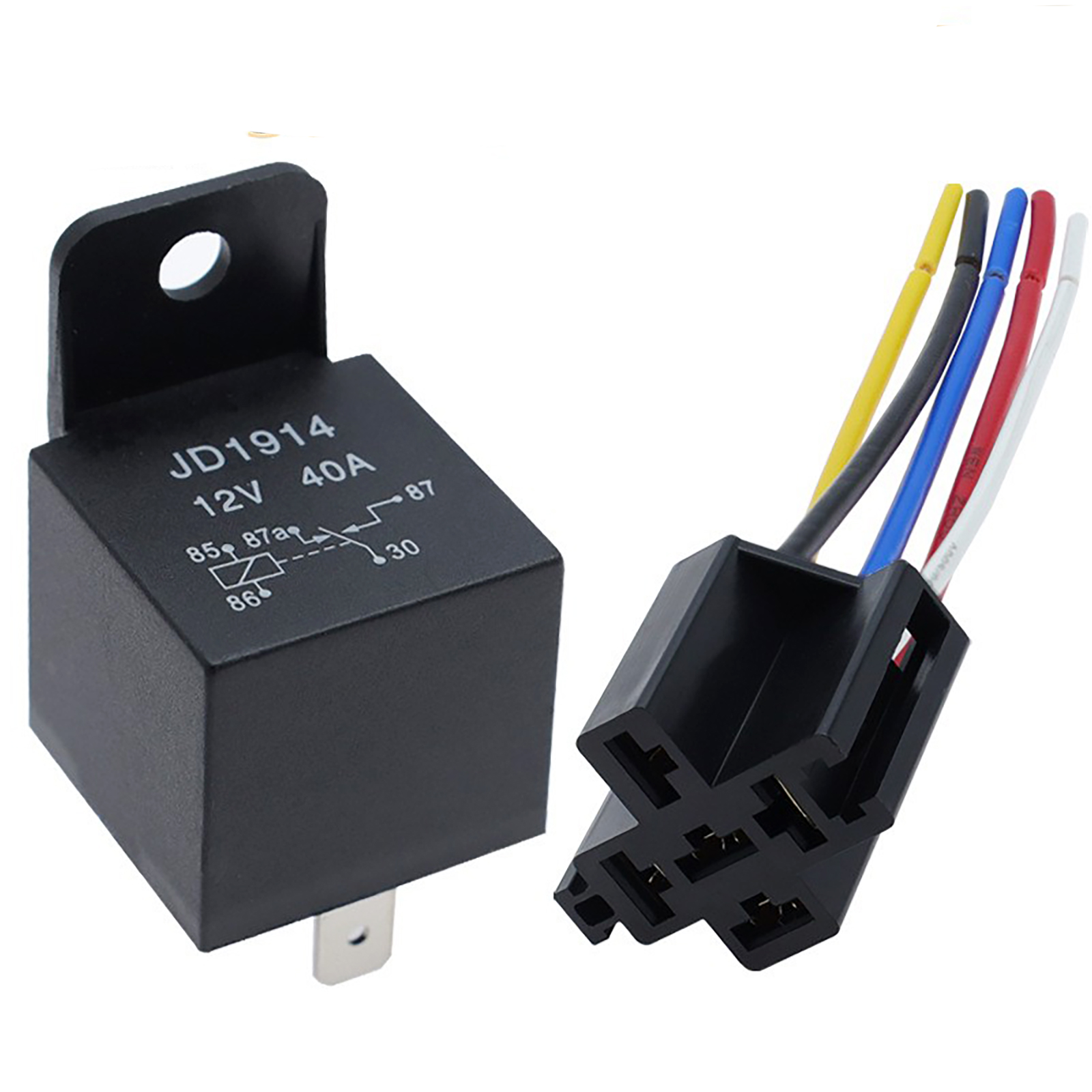 5 Stuks Automotive Relais 12V Of 24V 5Pin 40A Auto Relais Met Zwart Rood Koper Terminal auto Relais Socket Spdt Harnas Kabel