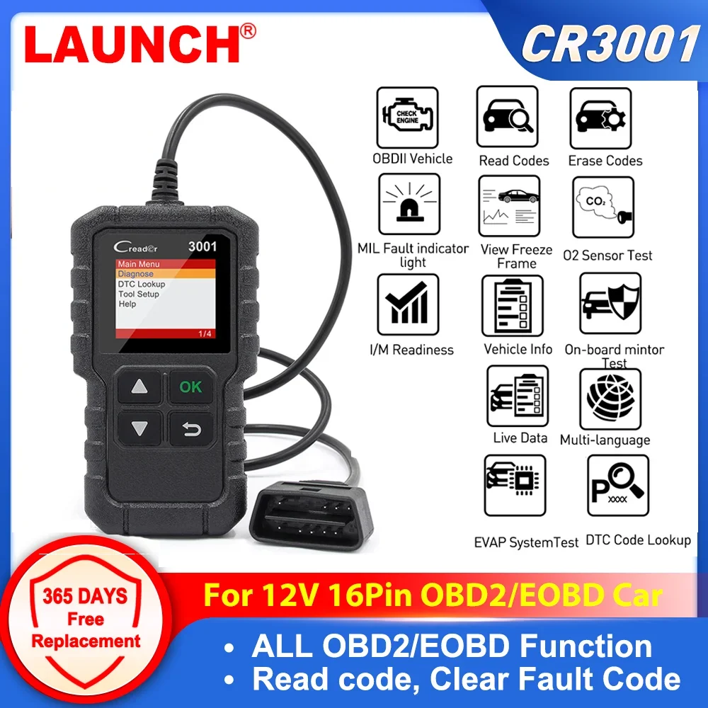 LANCERING X431 CR3001 Code Reader Ondersteuning OBDII/EOBD Creader 3001 OBD2 Auto Diagnostische Hulpmiddelen Professionele OBD 2 Scanner PK ELM327