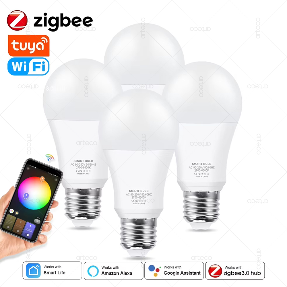 18W 15W Tuya Zigbee E27 Led Glühbirne WiFi Smart Led Lampe RGB+CW+WW Led-lampen funktionieren mit Alexa Amazon/Google Assistant Home