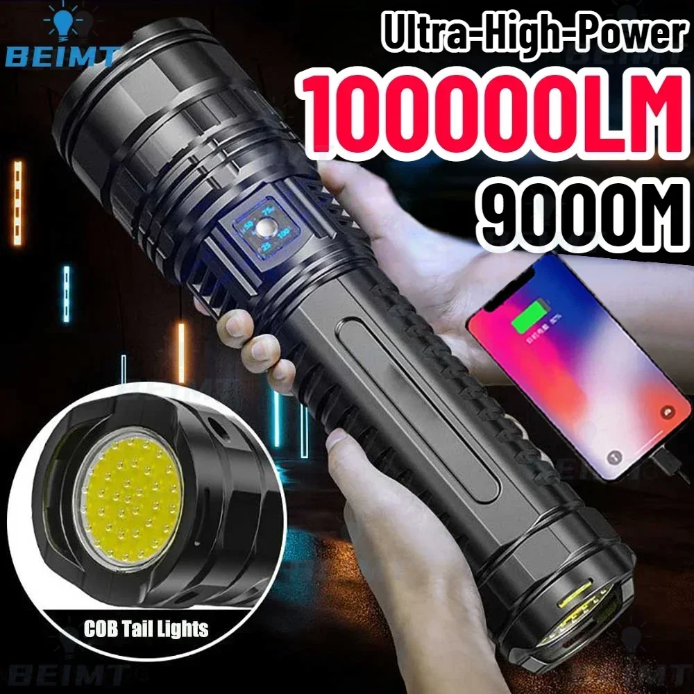150000000 LM 1000W torce a Led più potenti Tactical 15000mah faretti di emergenza a аккумулятор емкостью 9 км regali di festa