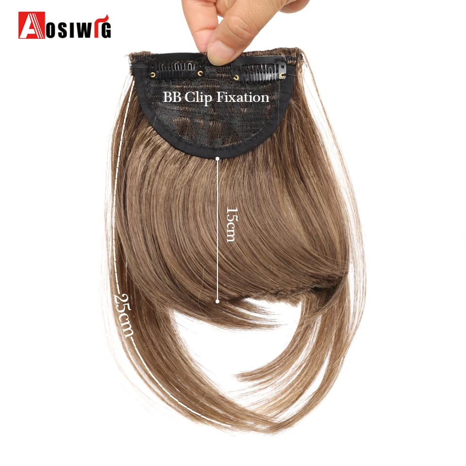 Aosi 6 polegada sintético falso sem corte franja de ar clipe em extensões de cabelo franja falsa peruca para mulheres clipe em franja cabelo falso