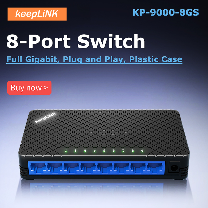 KeepLiNK Conmutador Ethernet de red no administrado Gigabit de 8 puertos Plug and Play