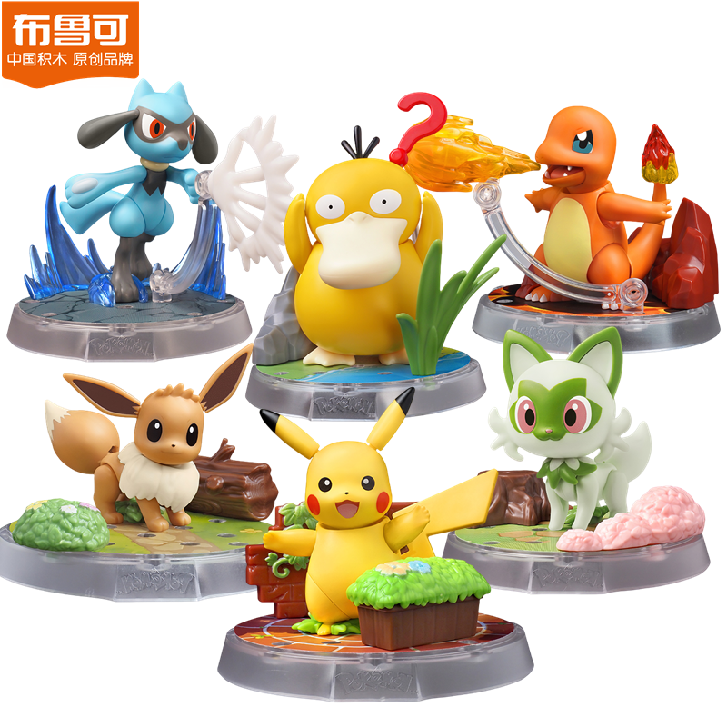 Pokemon blokees diy bloco de construção pikachu eevee sprigatito charmander psyduck charmander figura ação anime modelo crianças brinquedos