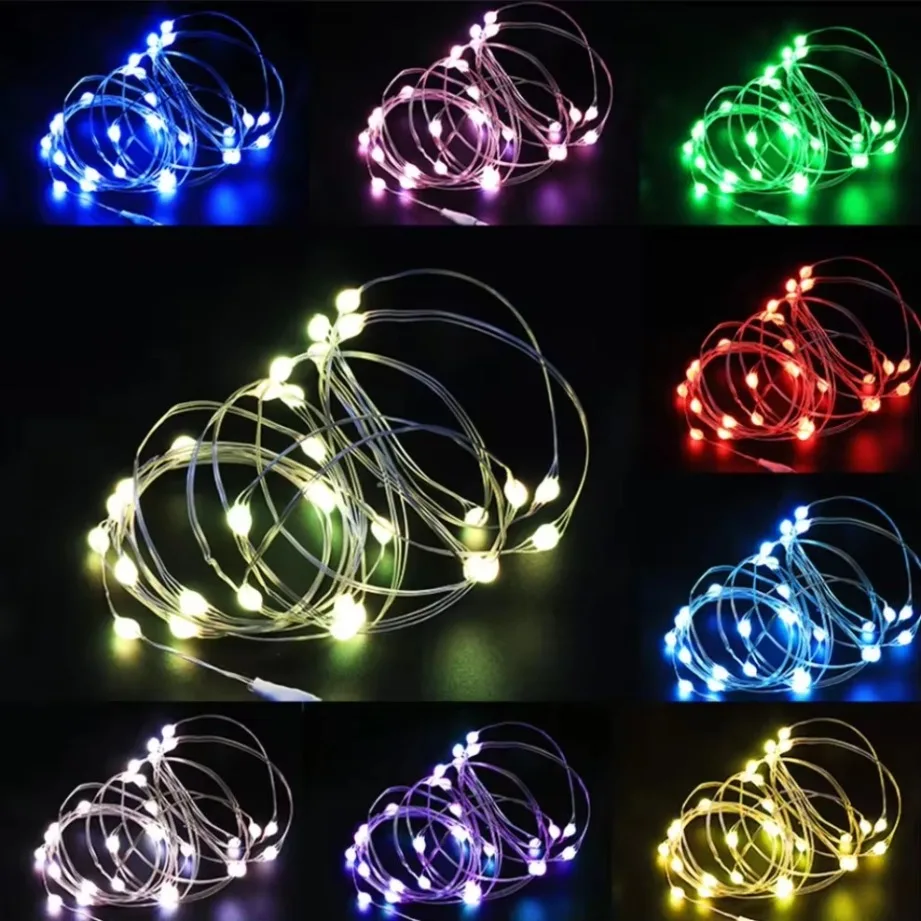 1-20M ไฟ LED String กันน้ํา USB ทองแดงลวดเงิน Garland Light Fairy ไฟคริสต์มาสงานแต่งงานตกแต่งพวงหรีด