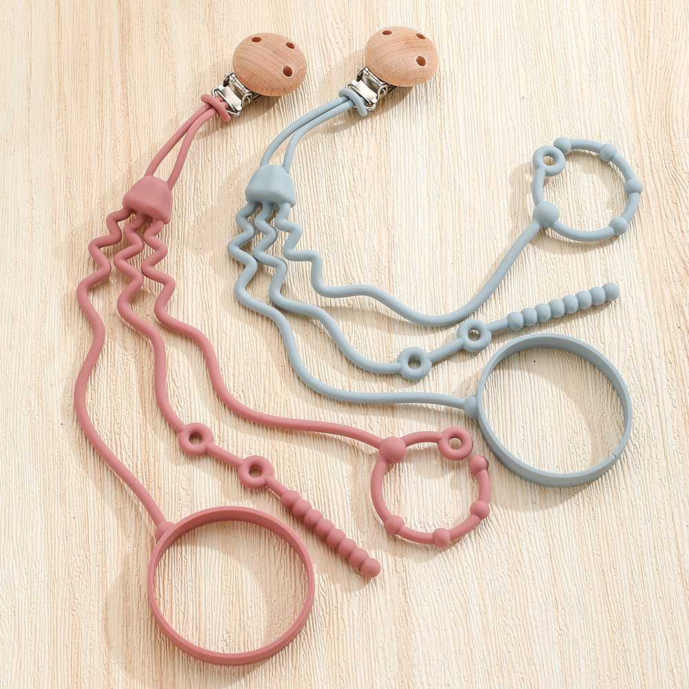 1 ชิ้นซิลิโคน Pacifier CHAIN,การออกแบบรูปทรงแมงกะพรุน,สีชมพู/ครีม,สัตว์ทะเล, เหมาะสําหรับ Pacifiers ส่วนใหญ่,ของเล่นการงอกของฟัน