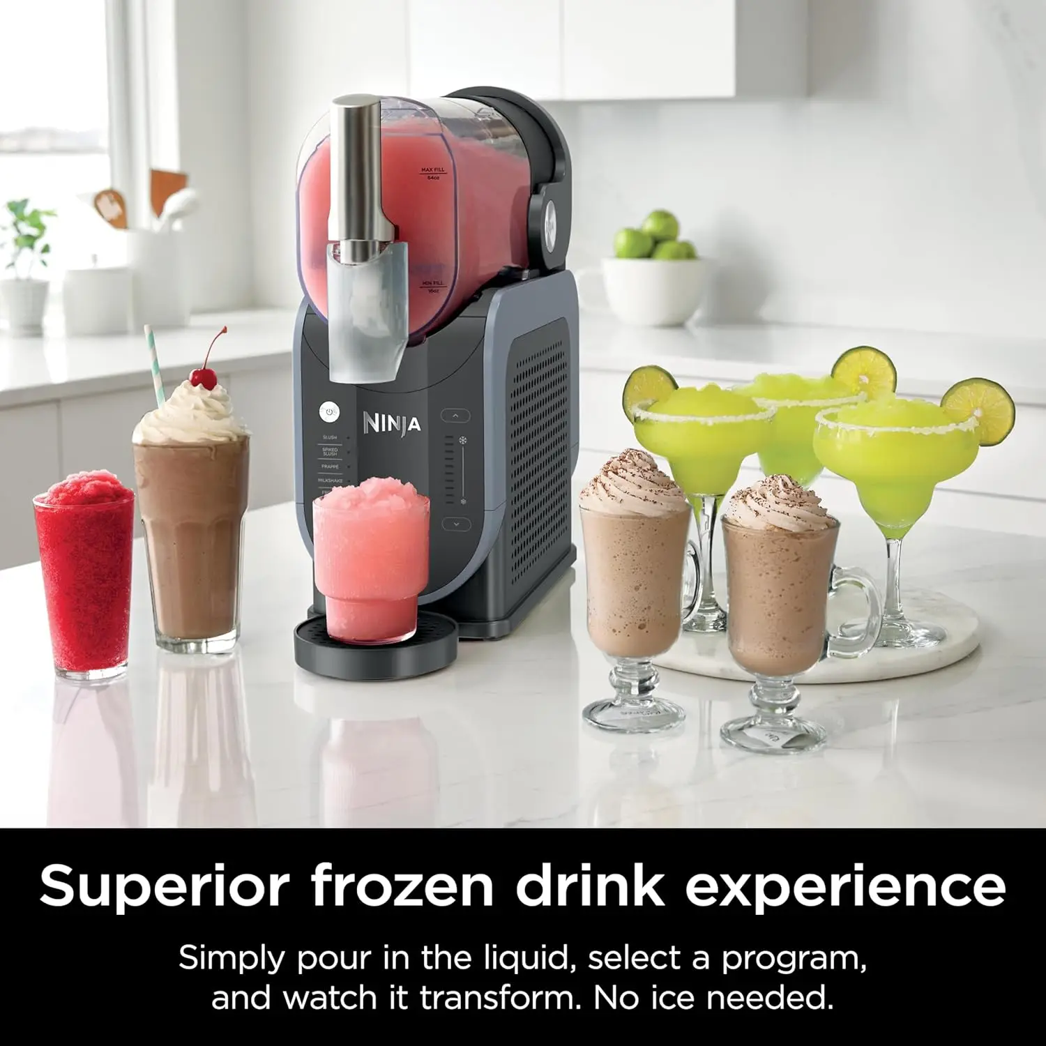 RapidChill Technology, 88 oz. Frozen Drink & Slushie Machine, 5 Preset Programs, Margaritas, Frappés, and More, Premium Accents