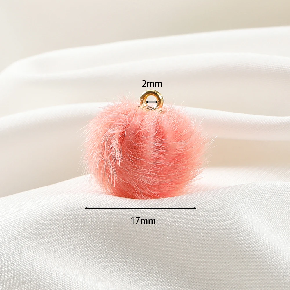 10 Stück 17 mm Plüschfell bedeckte Kugelperlen Charms Pompom Perlen Anhänger für DIY Ohrring Tasche Schlüsselanhänger Anhänger Schmuckherstellung Zubehör