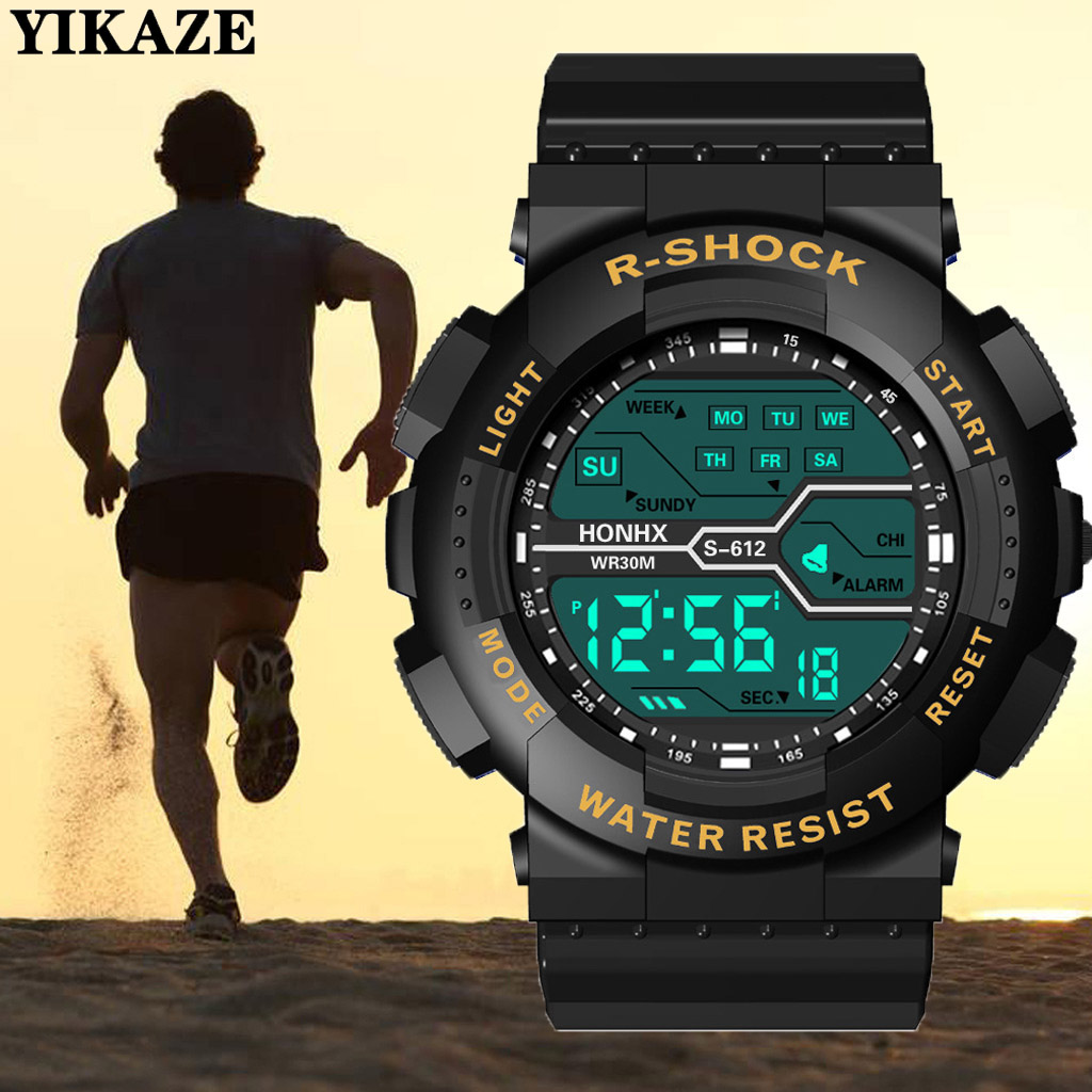 Reloj deportivo al aire libre para Hombre, multifunción, pantalla grande LED, electrónico, resistente al agua, luminoso, militar, Digital, Relojes de pulsera para Hombre