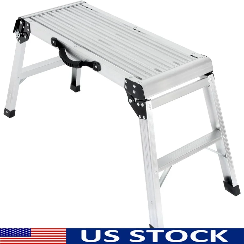 Aluminum Folding Step Ladder Heavy Duty Work Platform with Handle Compact Portable Storage Slip-Resistant Safe Home Office