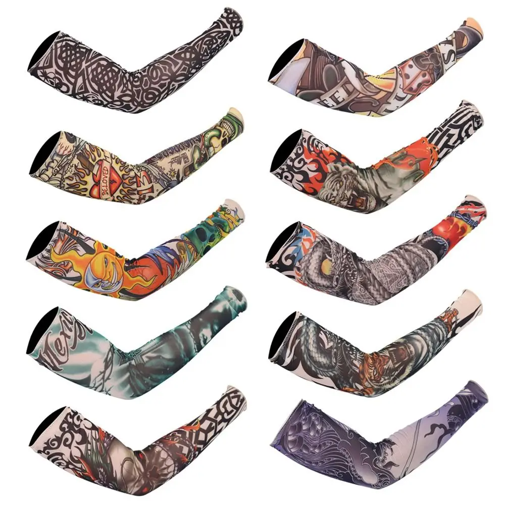 Mangas de brazo con protección UV para hombres y mujeres, Mangas de brazo de enfriamiento, tatuaje de flores, sin costuras, protección UV, deportes al aire libre, Verano