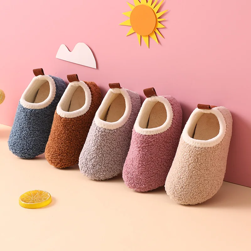เด็กรองเท้าแตะผ้าฝ้ายอบอุ่นเด็กฤดูหนาวรองเท้าเด็กผู้หญิง Plush รองเท้าในร่ม Soft Sole Anti-SLIP รองเท้าผ้าฝ้าย