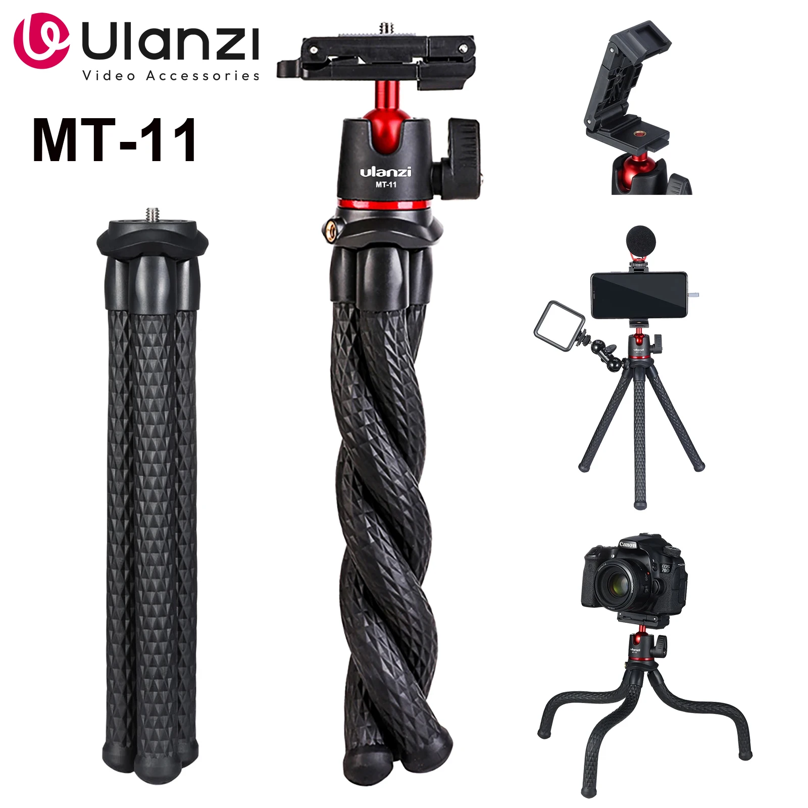 Ulanzi MT-11 Гибкий штатив для телефона DSLR-камеры с дистанционным управлением, мини-ножки-осьминога для iPhone 13 14 Pro Max, держатель
