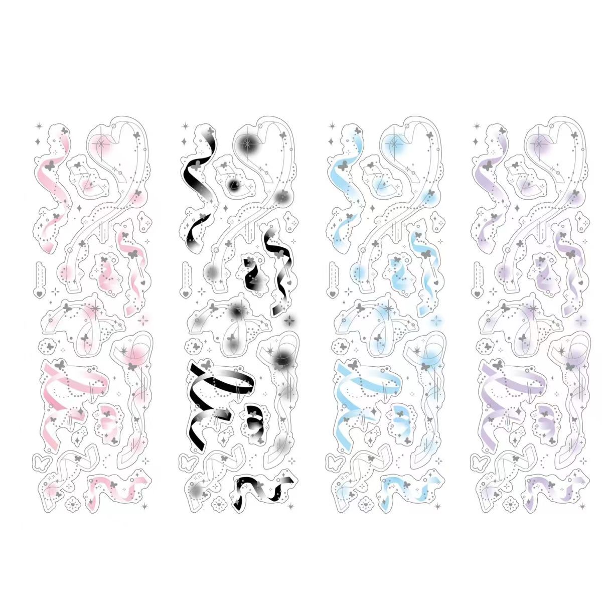 カラフルなリボンホログラフィックレーザーステッカー Diy スクレーピングかわいい装飾材料アイドルカードアルバムデコステッカー画材