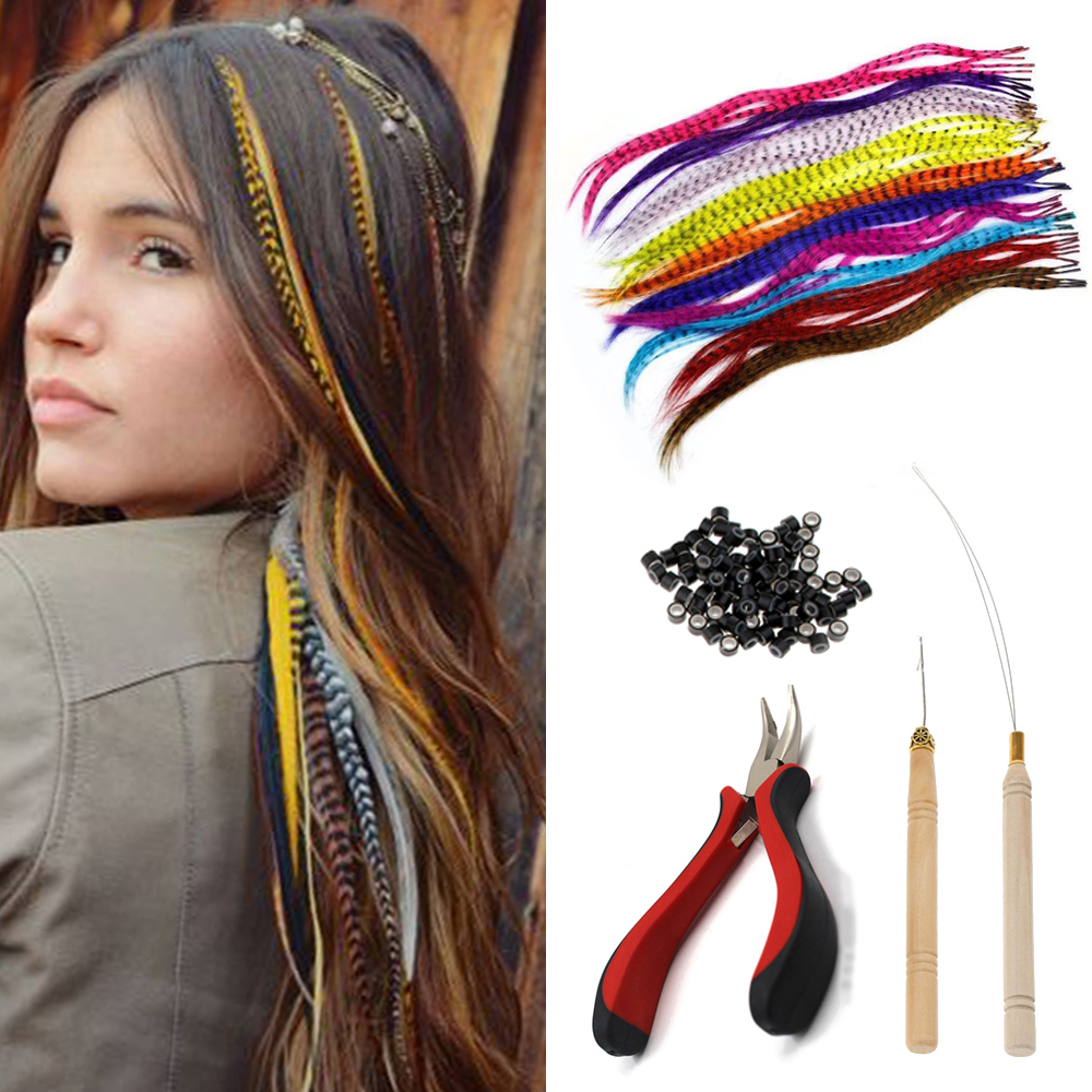 Extensiones de cabello de plumas sintéticas, 16 pulgadas, 50 hebras/paquete, extensiones de cabello de colores, extensiones de plumas de cabello coloridas para mujeres