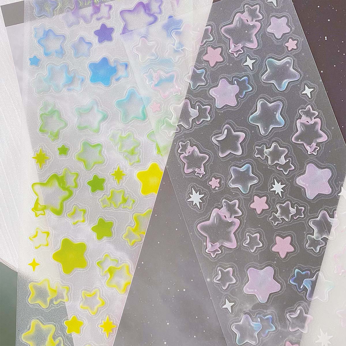 Estrelas decalque adesivos scrapbooking papelaria corações adesivos pet bolha deco adesivo diy diário planejador