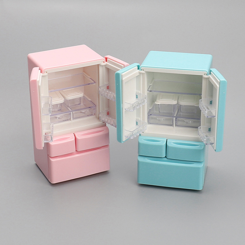 Mini meubles réfrigérateur à Double porte 1:12, accessoires miniatures pour maison de poupée, scène de cuisine, jouets de maison de jeu pour enfants
