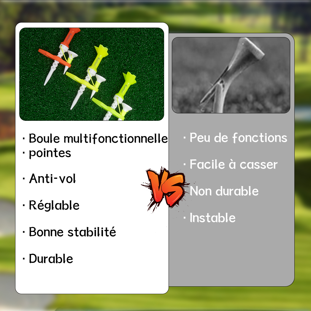 Caiton Golf échelle magnétique mère-enfant Tee 1/4 pièces | Hauteur réglable, tee de golf guide multifonctionnel, 4 couleurs (en option)